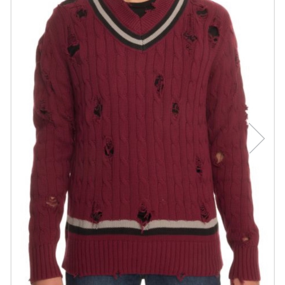 Dope maroon cotton distressed  sweater